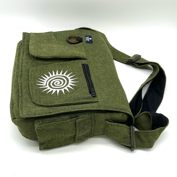 Multi pocket Cotton Embroidered Laptop Messenger Bag - Picture 6 of 15